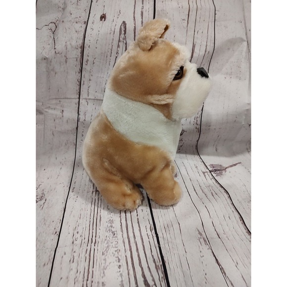 Bulldog Stuffed Animal Plush Realistictan White Tan Bull Dog - Picture 3 of 7
